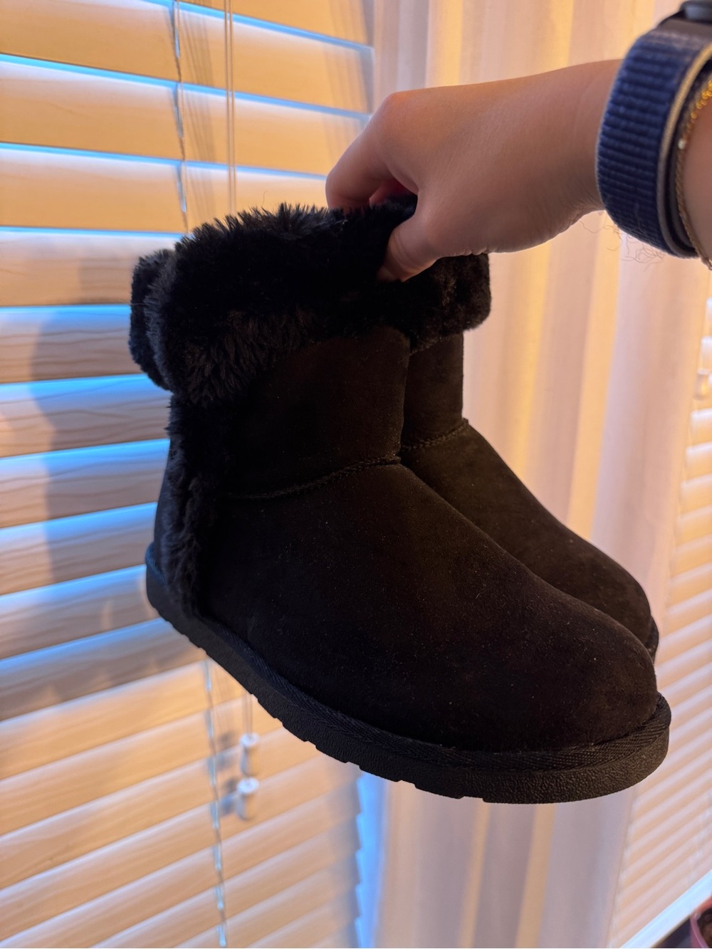 Kids Black Faux-Fur Winter Boot